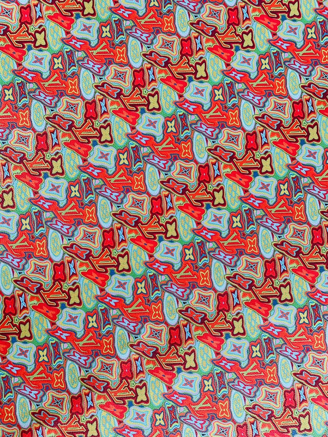 Classic LV Leather Case Fabric,Handmade Bag Fabric,Hand-made Shoes Fabric By Yard (Geometric Design)