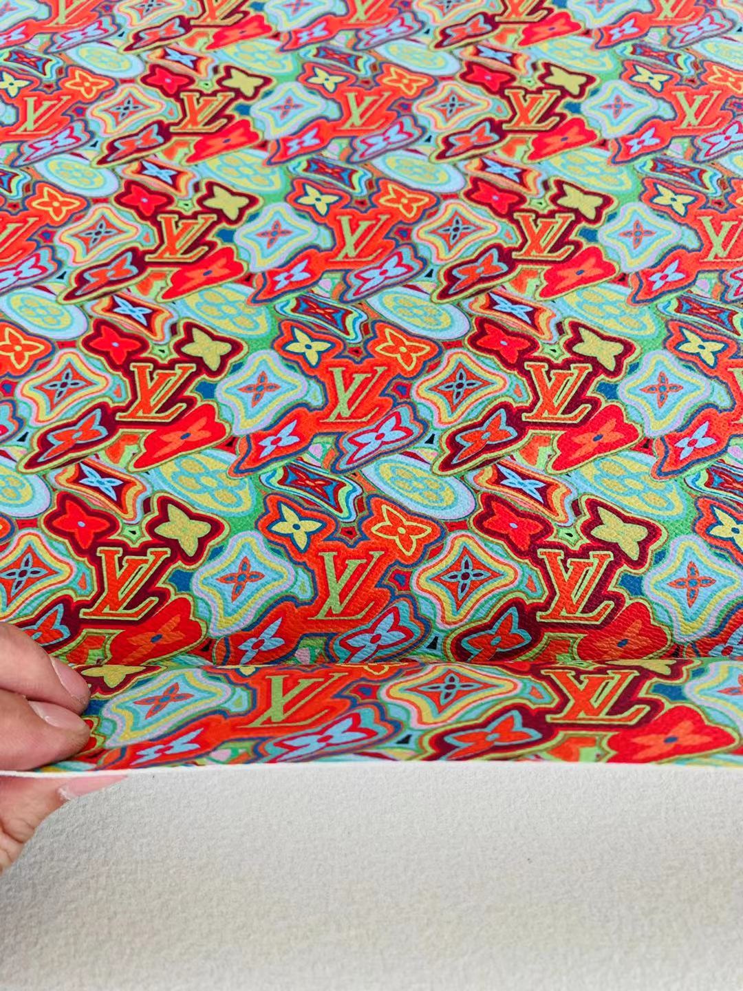 Classic LV Leather Case Fabric,Handmade Bag Fabric,Hand-made Shoes Fabric By Yard (Geometric Design)