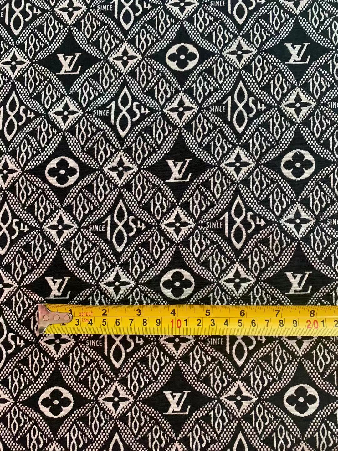 Classic LV 1854 Jacquard Cloth Fabric ,Handmade shoes fabric ,Bag fabric Handcraft fabric By Yard (Black)