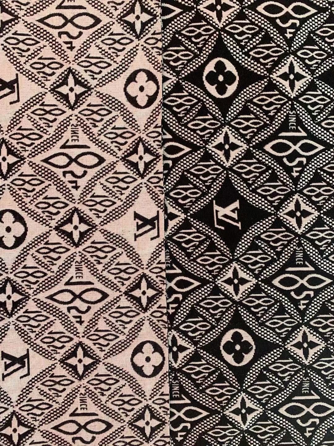 Classic LV 1854 Jacquard Cloth Fabric ,Handmade shoes fabric ,Bag fabric Handcraft fabric By Yard (Black)
