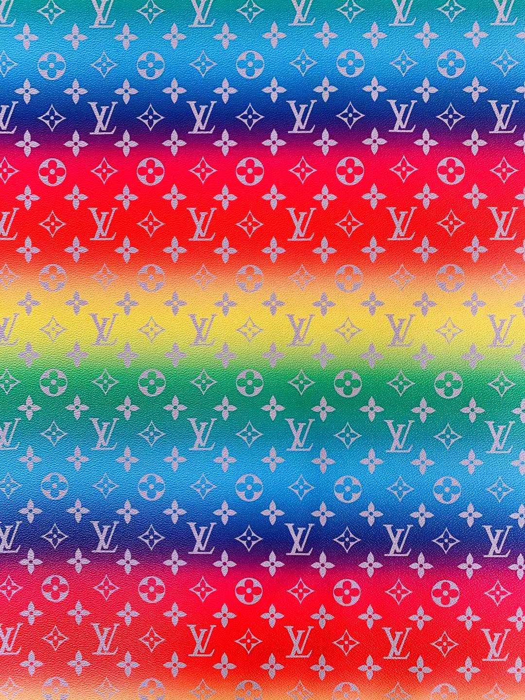 Classic LV Rainbow Faux Crafting leather fabric Bag leather ,shoes leather ,Handicraft leather