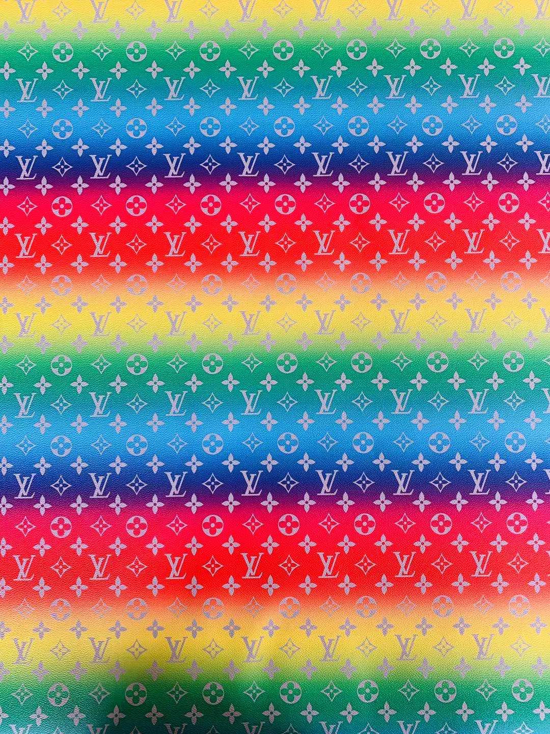 Classic LV Rainbow Faux Crafting leather fabric Bag leather ,shoes leather ,Handicraft leather