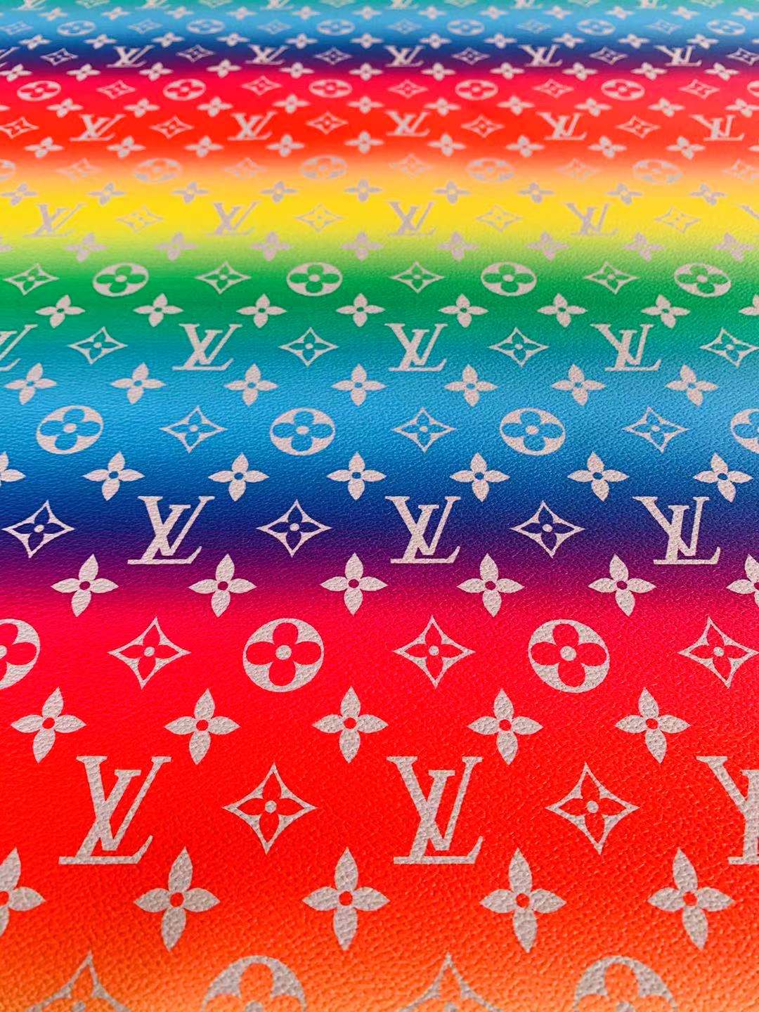 Classic LV Rainbow Faux Crafting leather fabric Bag leather ,shoes leather ,Handicraft leather