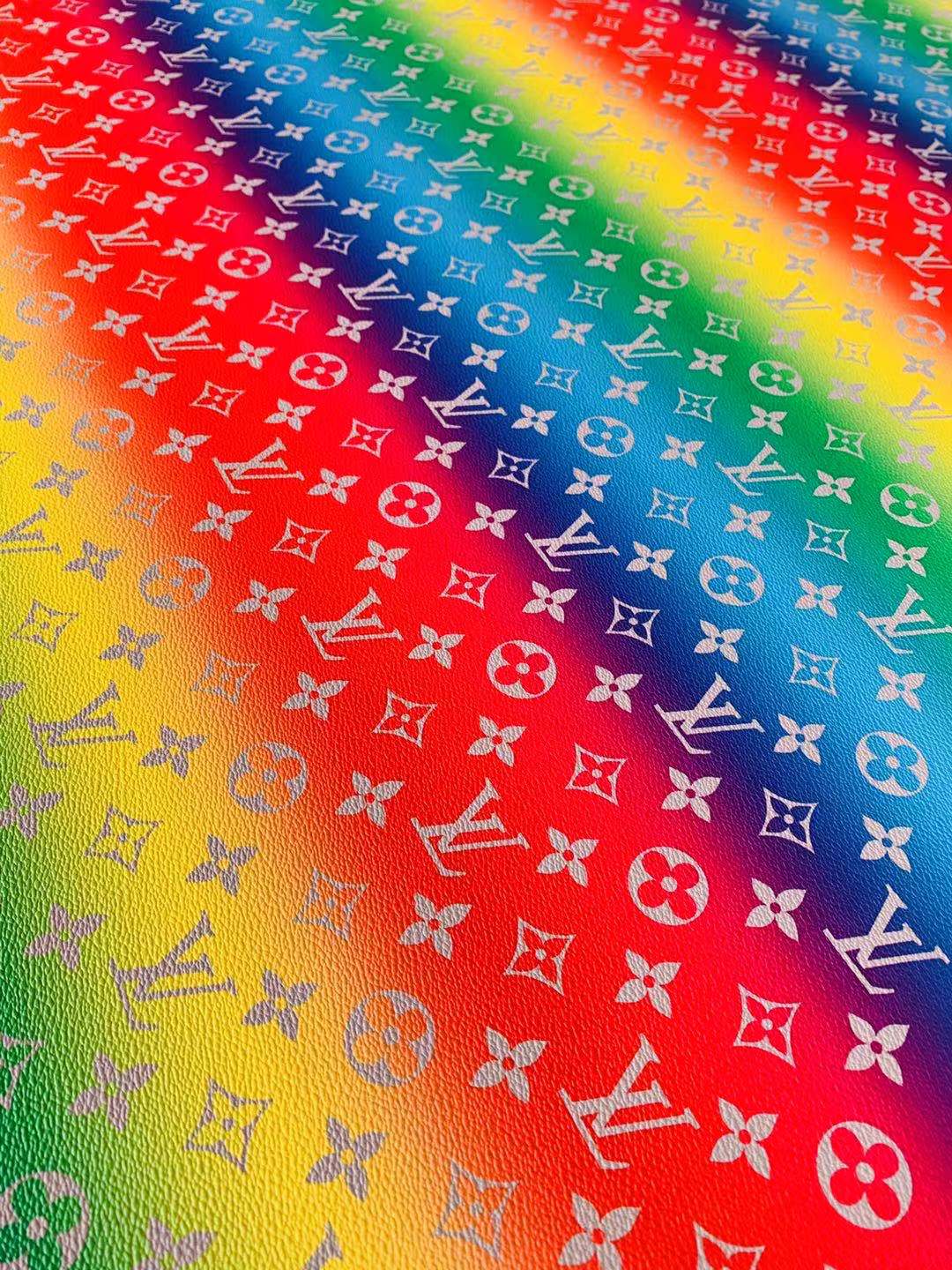 Classic LV Rainbow Faux Crafting leather fabric Bag leather ,shoes leather ,Handicraft leather