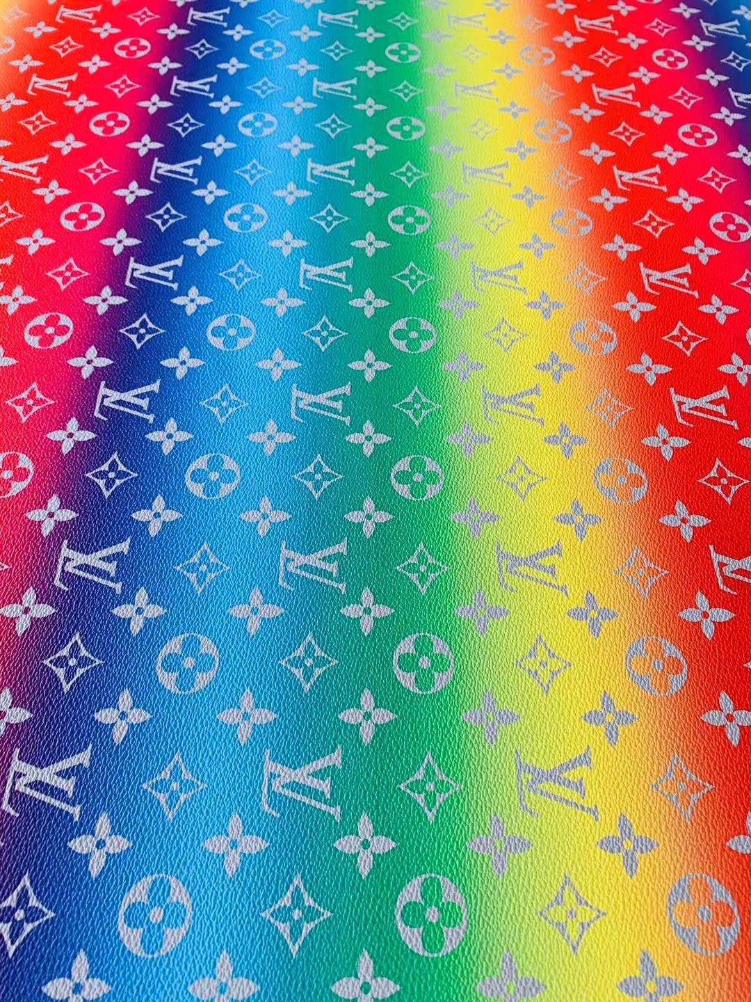 Classic LV Rainbow Faux Crafting leather fabric Bag leather ,shoes leather ,Handicraft leather