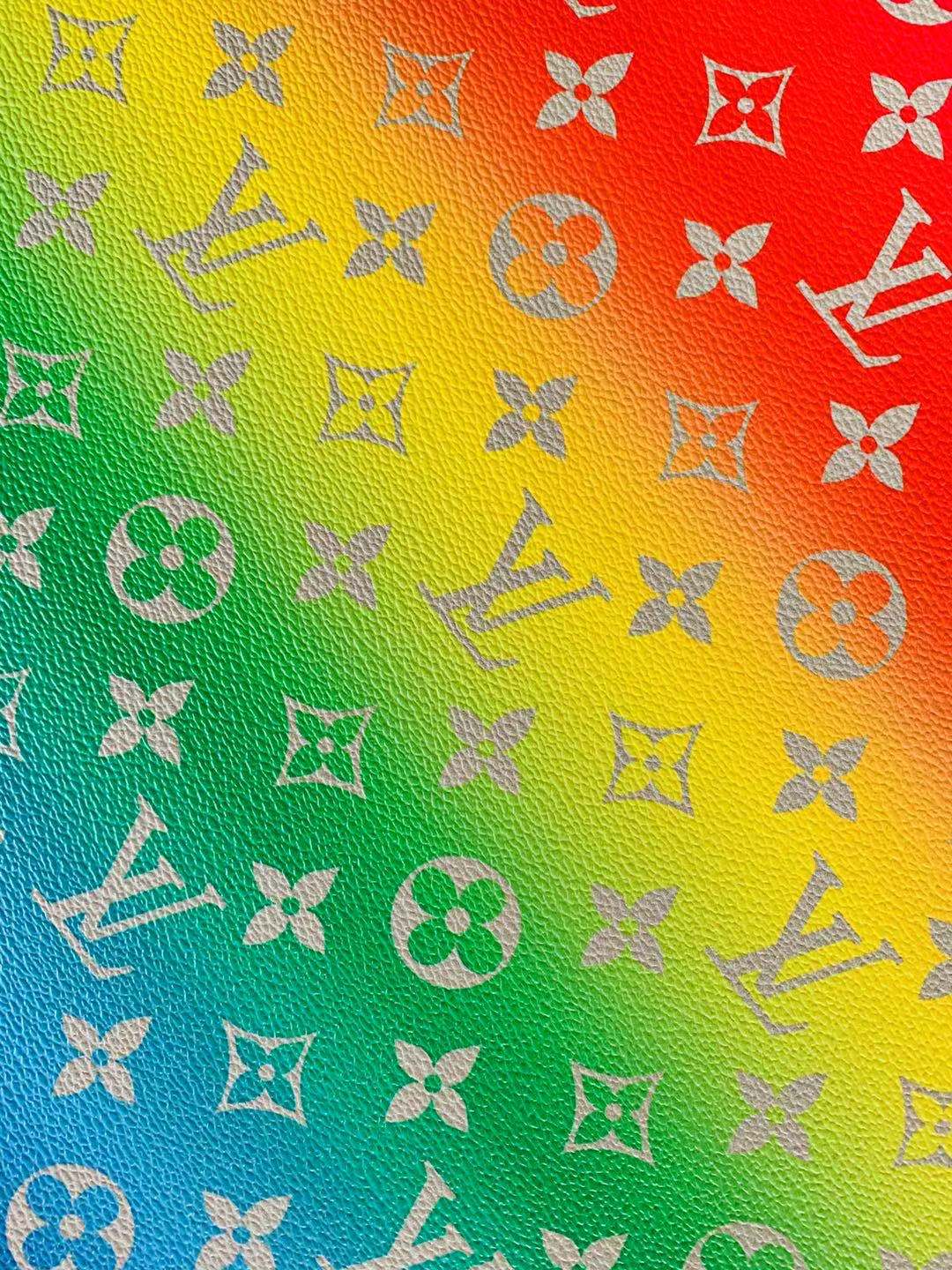 Classic LV Rainbow Faux Crafting leather fabric Bag leather ,shoes leather ,Handicraft leather