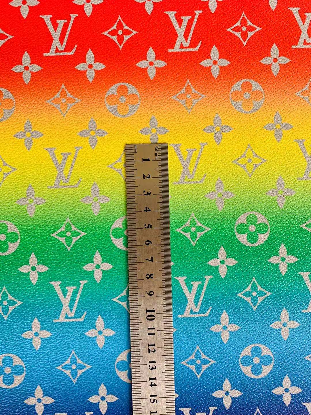 Classic LV Rainbow Faux Crafting leather fabric Bag leather ,shoes leather ,Handicraft leather