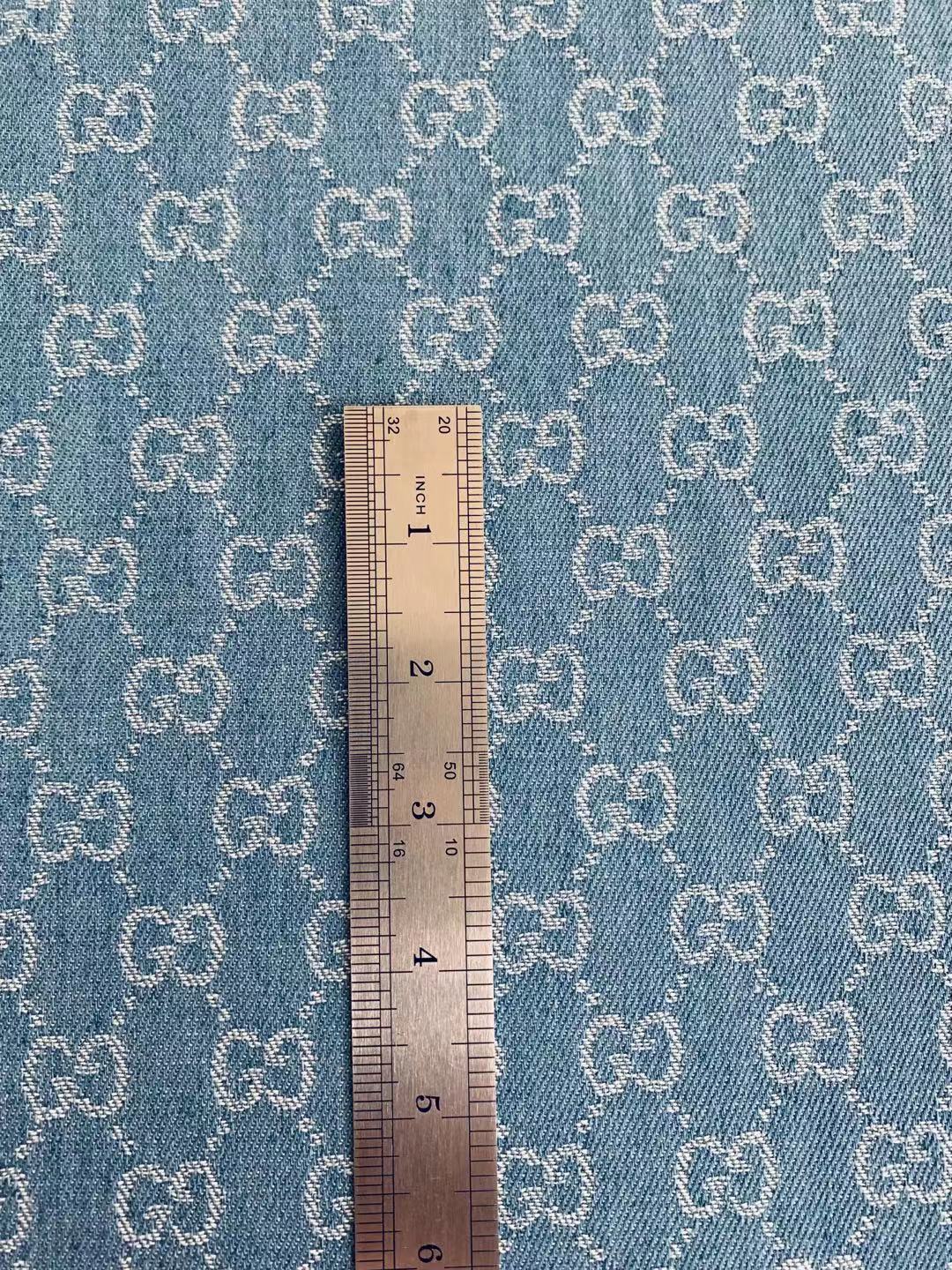 Classic Gucci Wash Denim Woven Jacquard fabric , Jean fabric For Handmade Goods By Yard ( Wathet )