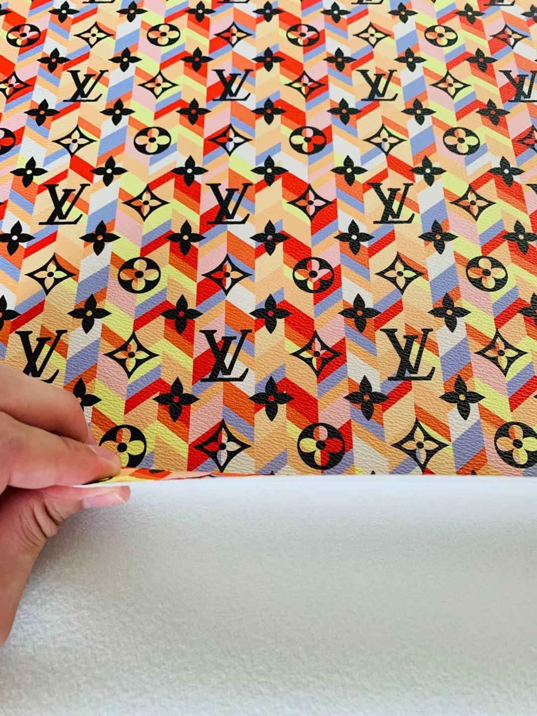 Classic Rhomb LV Leather Case Fabric, Handmade Bag Fabric, Hand-made Shoes Leather Fabric By Yard