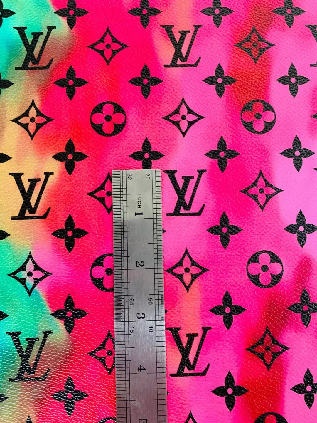 Classic LV Vague Colorful Leather Case Fabric, Handmade Bag Fabric, Hand-made Shoes Leather Fabric By Yard