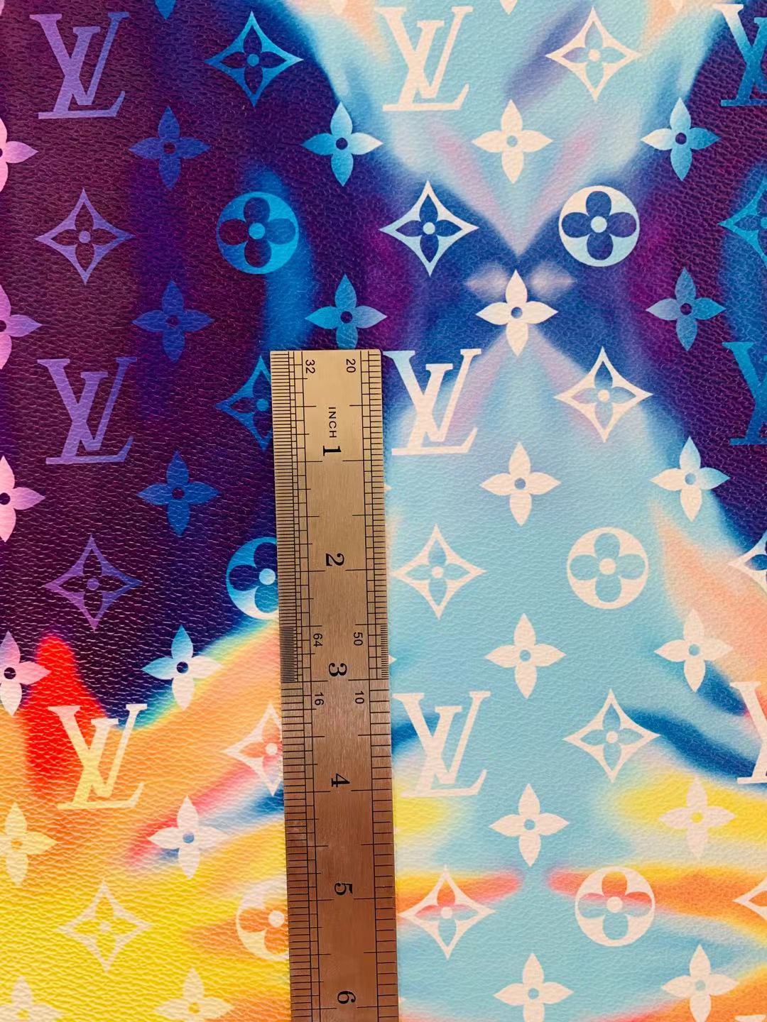 Classic LV Colorful Fireworks Leather Case Fabric, Handmade Bag Leather ,Hand-made Shoes Leather Fabric By Yard
