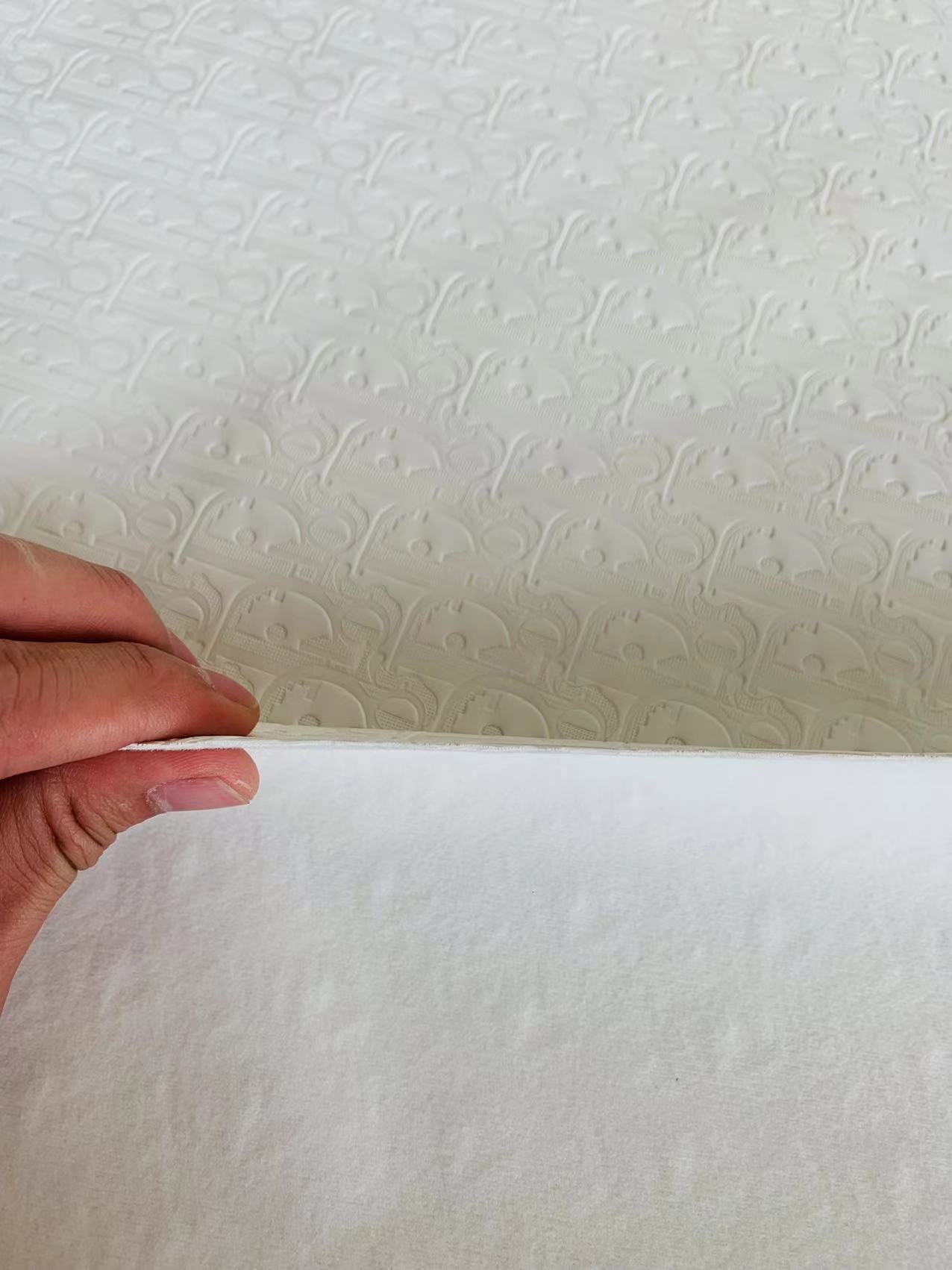 Classic Dior Embossed Craft Leather Fabric Shoes Leather , Bags Leather Fabric By Yards (White)