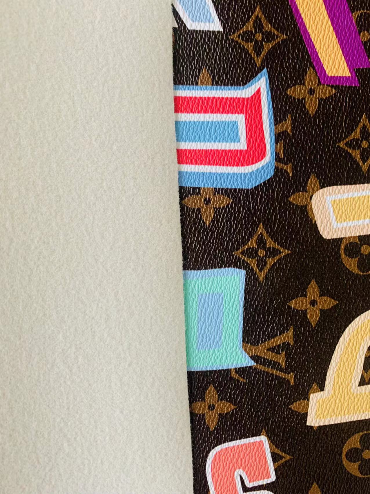 Classic LV Colorful Word Leather Crafting Fabric For Handmade Bags ,Shoes ,Bike and DIY Handicrafts By Yard
