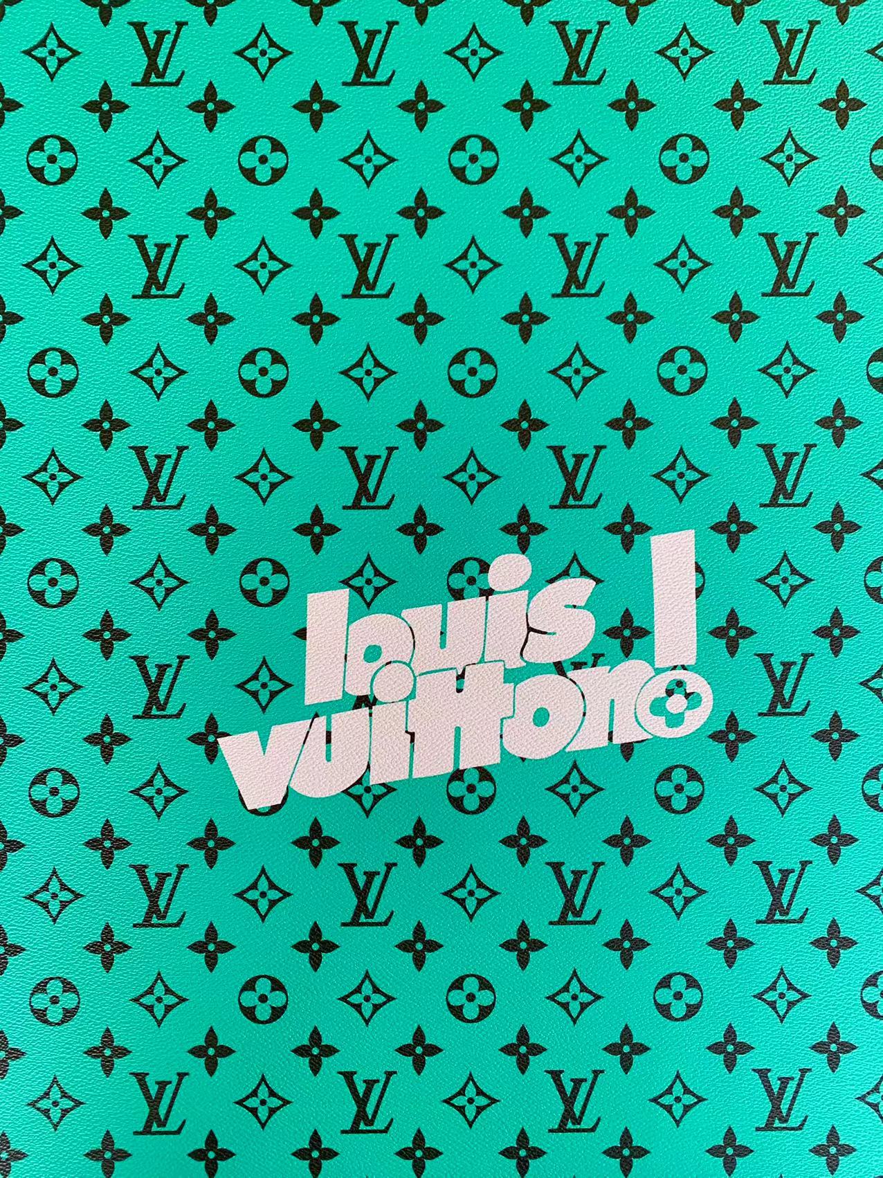 CLASSIC GREEN BIG LOUIS VUITTON DESIGN LEATHER CASE FABRIC, HANDMADE BAG FABRIC, HAND-MADE SHOES FABRIC BY YARD