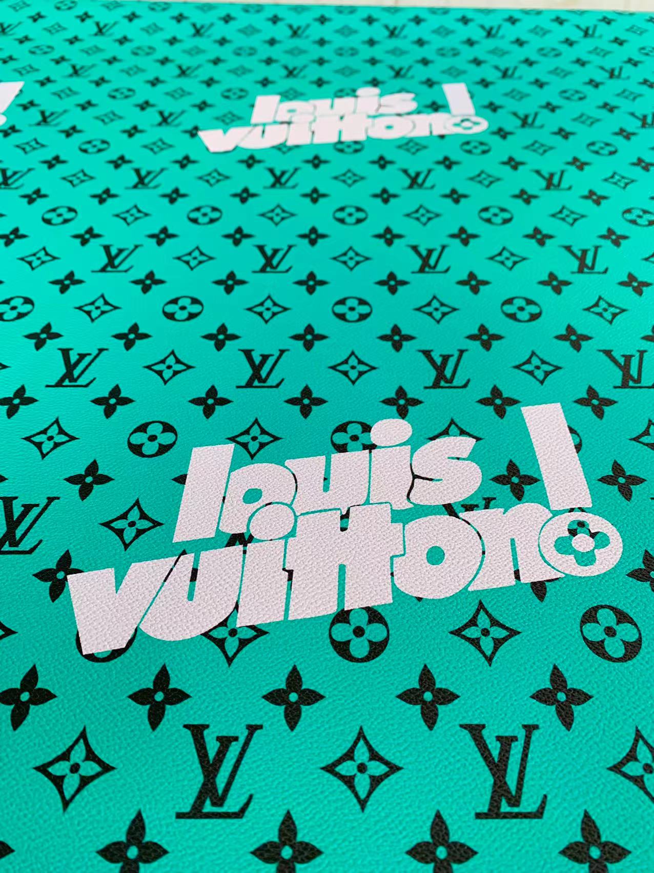 CLASSIC GREEN BIG LOUIS VUITTON DESIGN LEATHER CASE FABRIC, HANDMADE BAG FABRIC, HAND-MADE SHOES FABRIC BY YARD