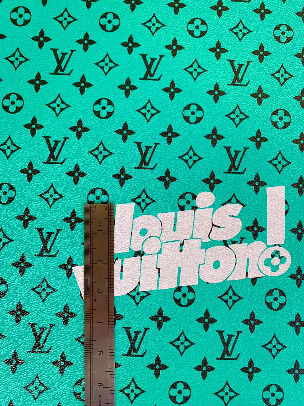CLASSIC GREEN BIG LOUIS VUITTON DESIGN LEATHER CASE FABRIC, HANDMADE BAG FABRIC, HAND-MADE SHOES FABRIC BY YARD