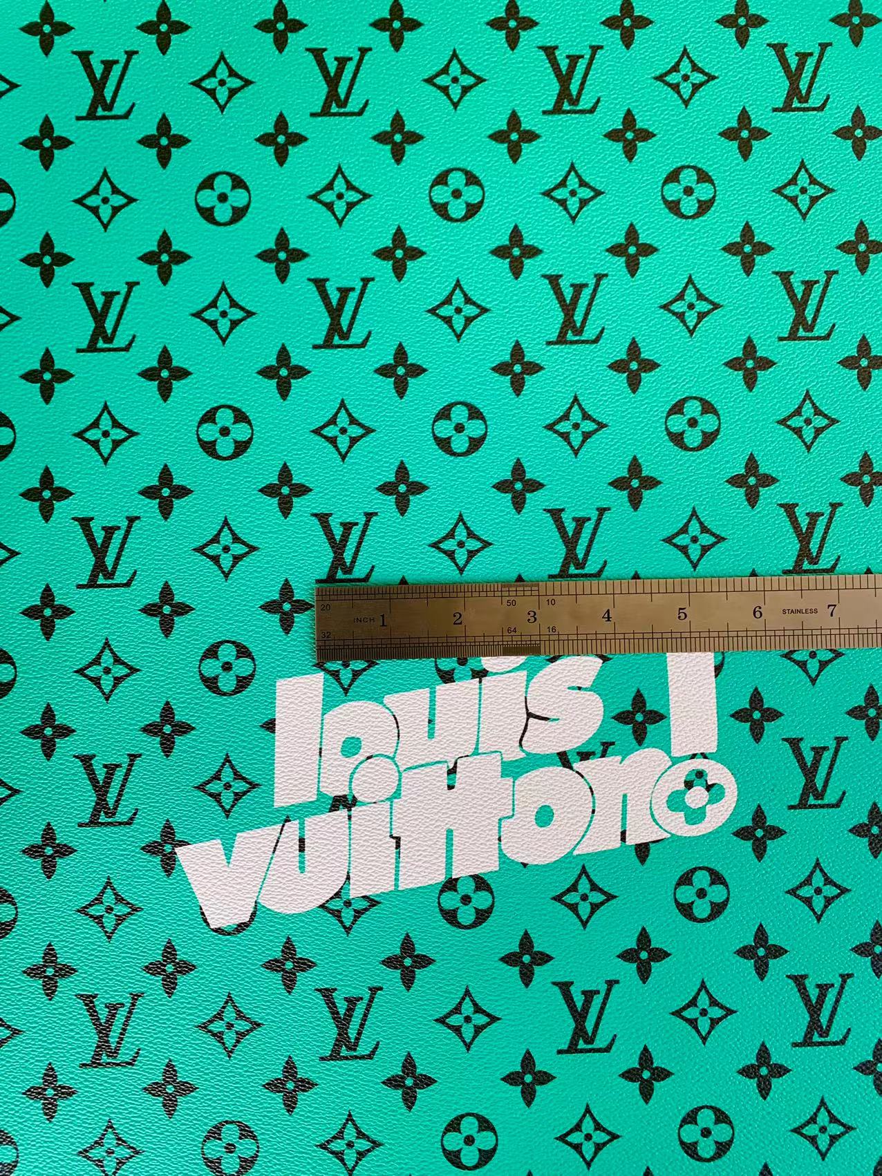 CLASSIC GREEN BIG LOUIS VUITTON DESIGN LEATHER CASE FABRIC, HANDMADE BAG FABRIC, HAND-MADE SHOES FABRIC BY YARD