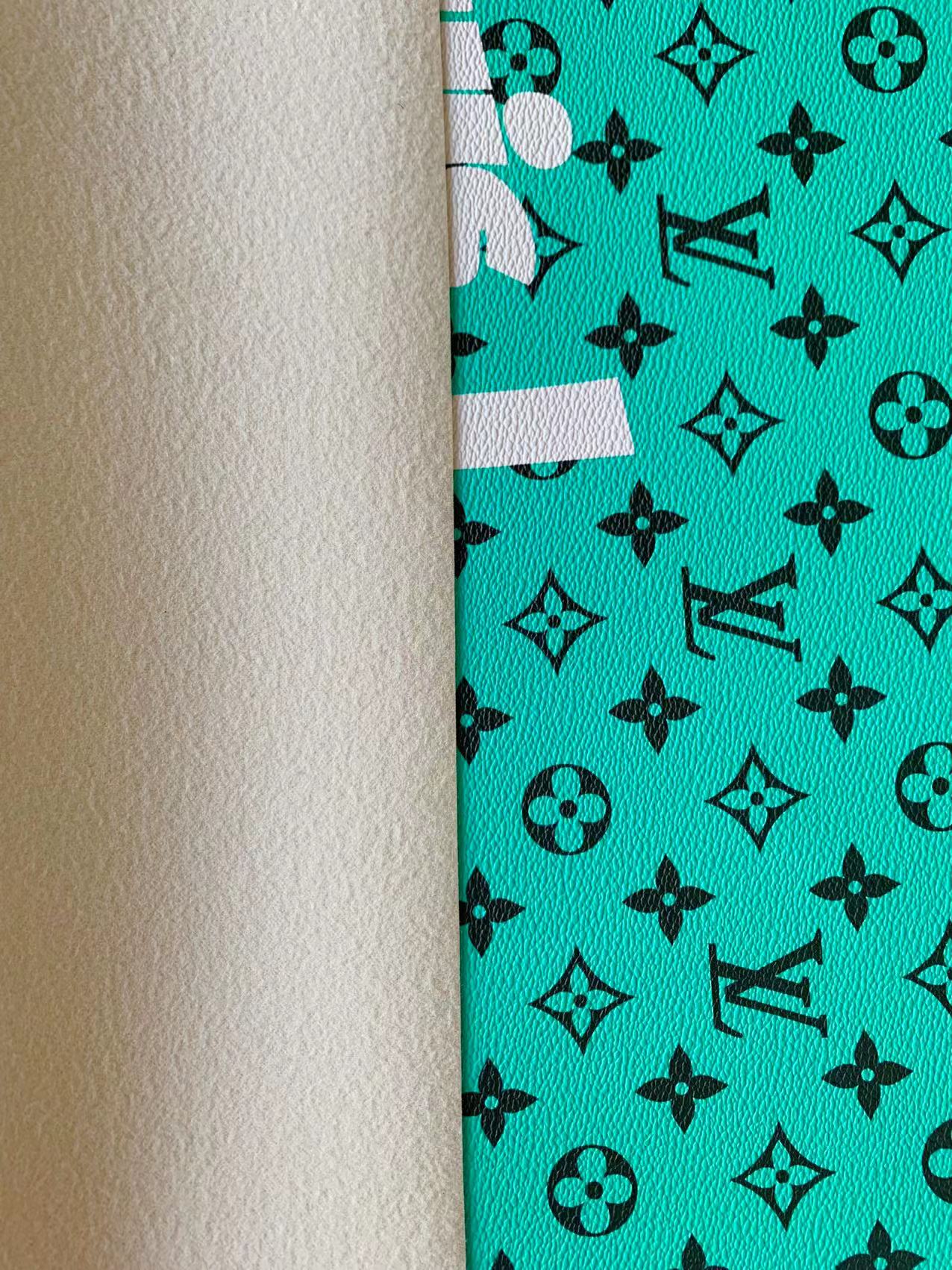 CLASSIC GREEN BIG LOUIS VUITTON DESIGN LEATHER CASE FABRIC, HANDMADE BAG FABRIC, HAND-MADE SHOES FABRIC BY YARD