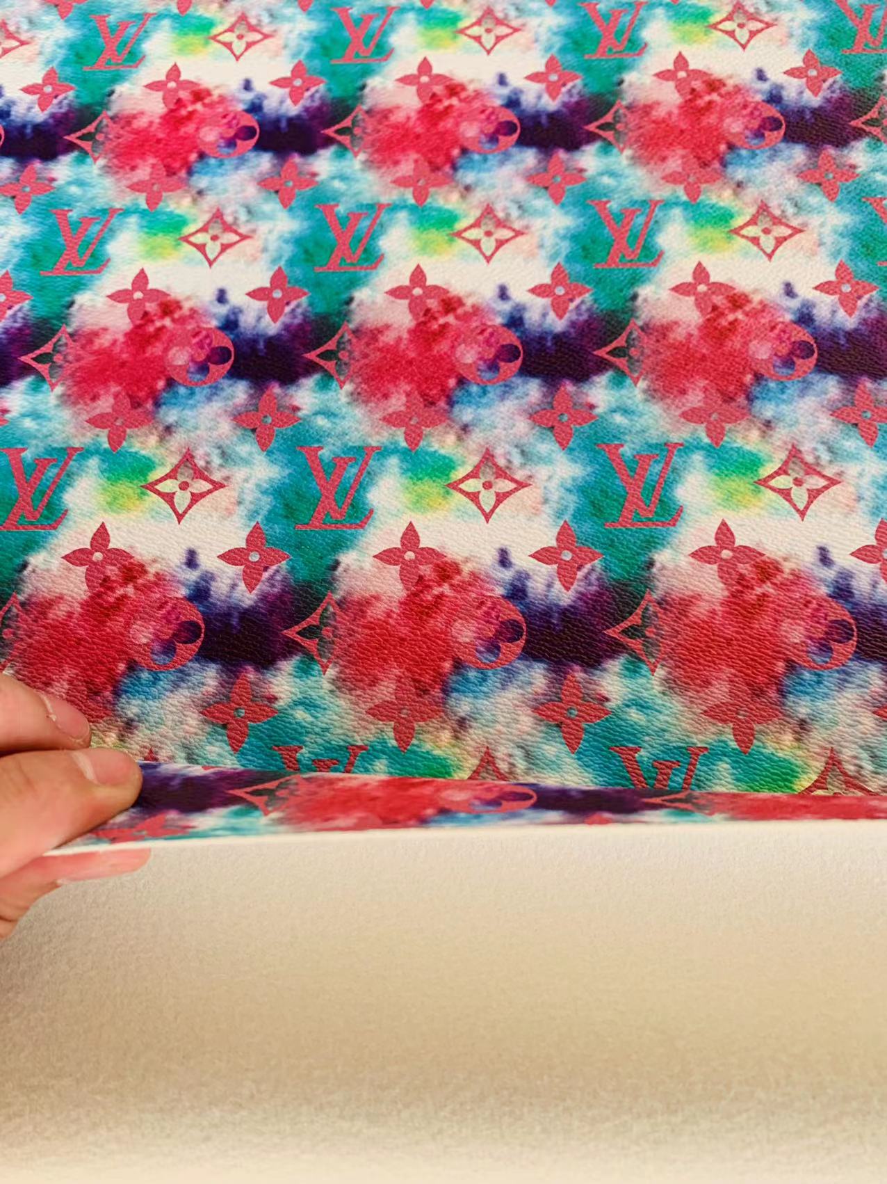 Classic LV Leather Case Fabric,Handmade Bag Fabric,Hand-made Shoes Fabric By Yard (Vague Red Green)