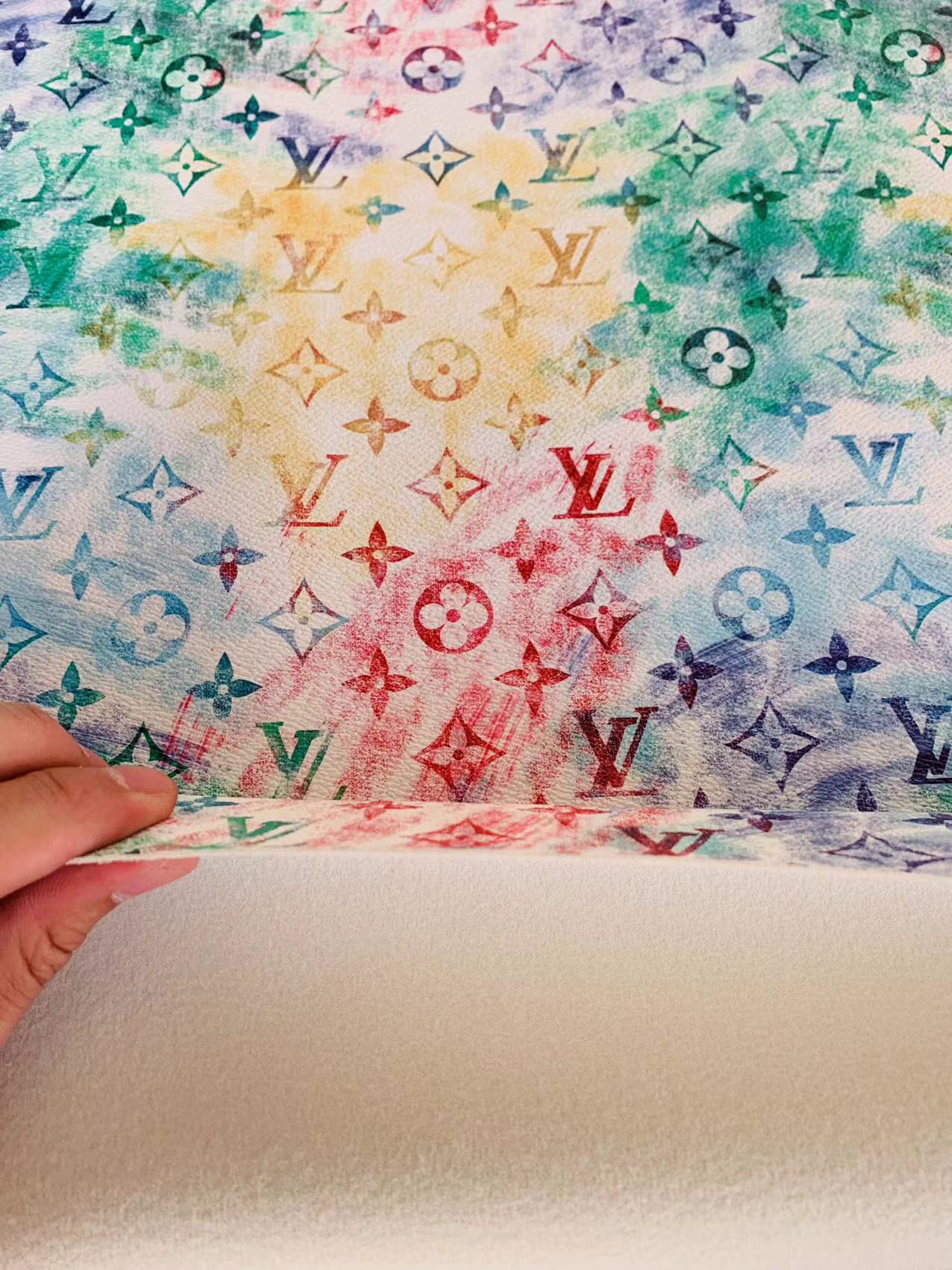 Classic LV Leather Case Fabric,Handmade Bag Fabric,Hand-made Shoes Fabric By Yard (Crayon Style)