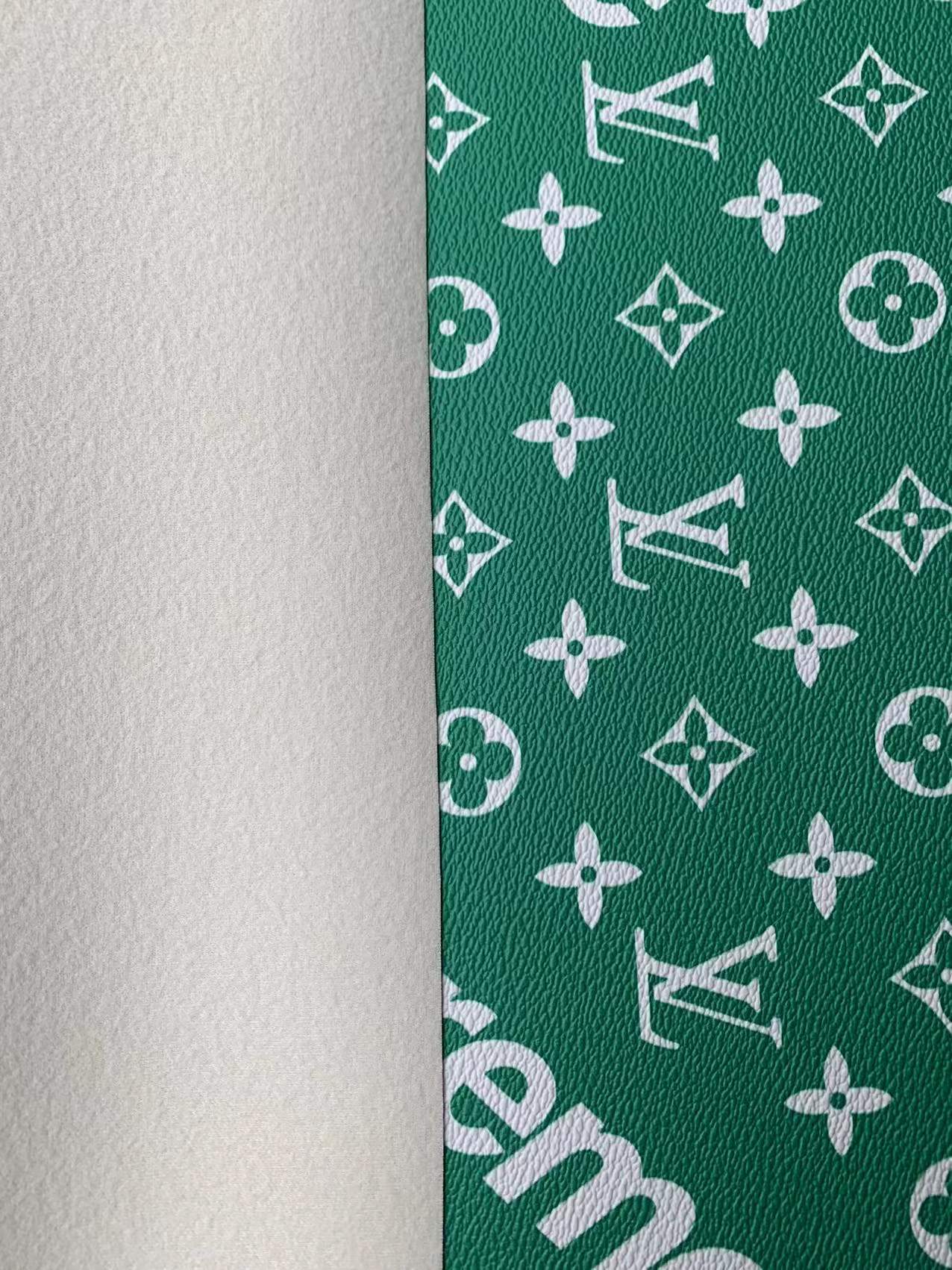 Fashion LV Leather Case Fabric,Handmade Bag Fabric,Hand-made Shoes Fabric By Yards(Green)