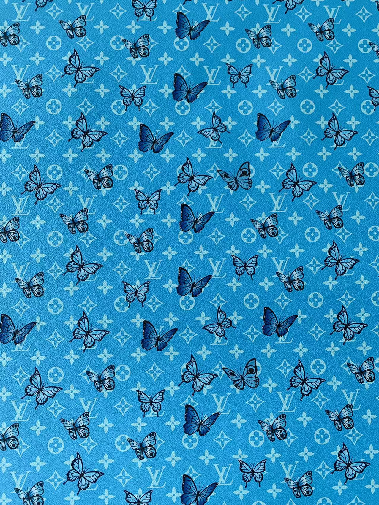 Classic LV With Butterfly Crafting Leather Fabric Bag Leather ,Shoes Leather ,Handicraft Leather By Yards