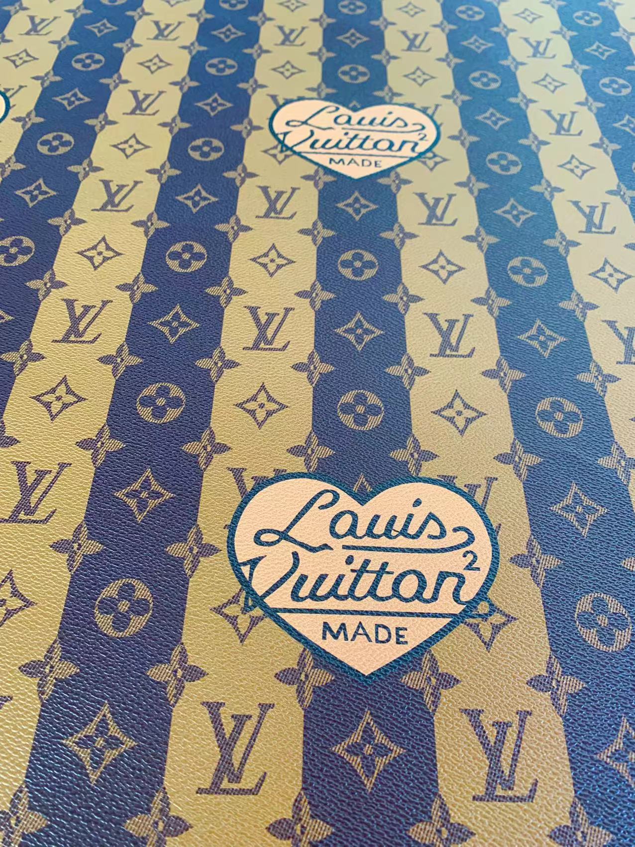 Fashion Yellow with Brown LV Stripe Leather Case Fabric,Handmade Bag Fabric,Hand-made Shoes Leather Fabric By Yard