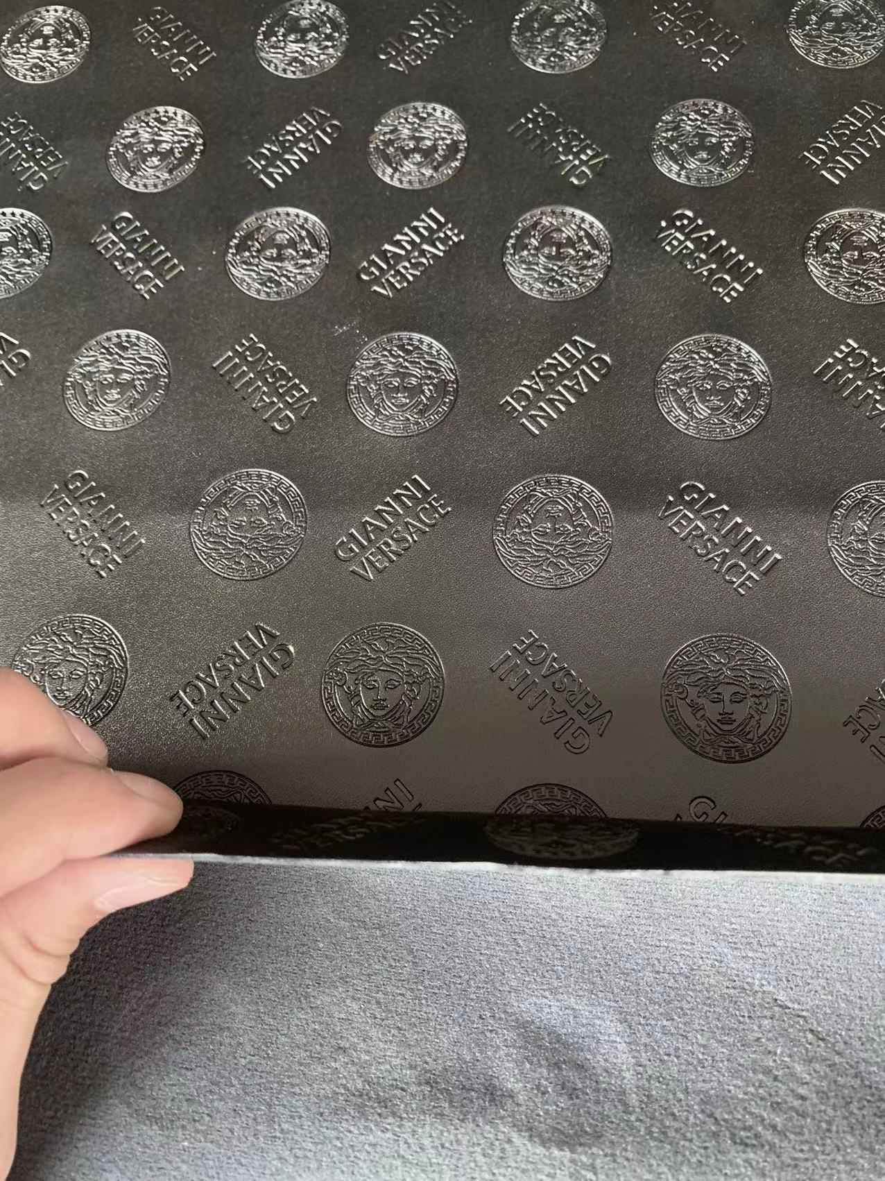 Fashion Design Embossed Leather Fabric For Handmade Shoes ,Bags and Handicrafts Goods By Yards (Black)