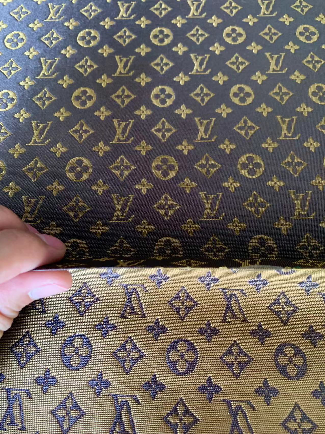 Classic LV Canvas Jacquard Fabric Cloth,Bags Fabric Shoes Fabric Hat Fabric Clothing Fabric Mask Fabric (Brown)