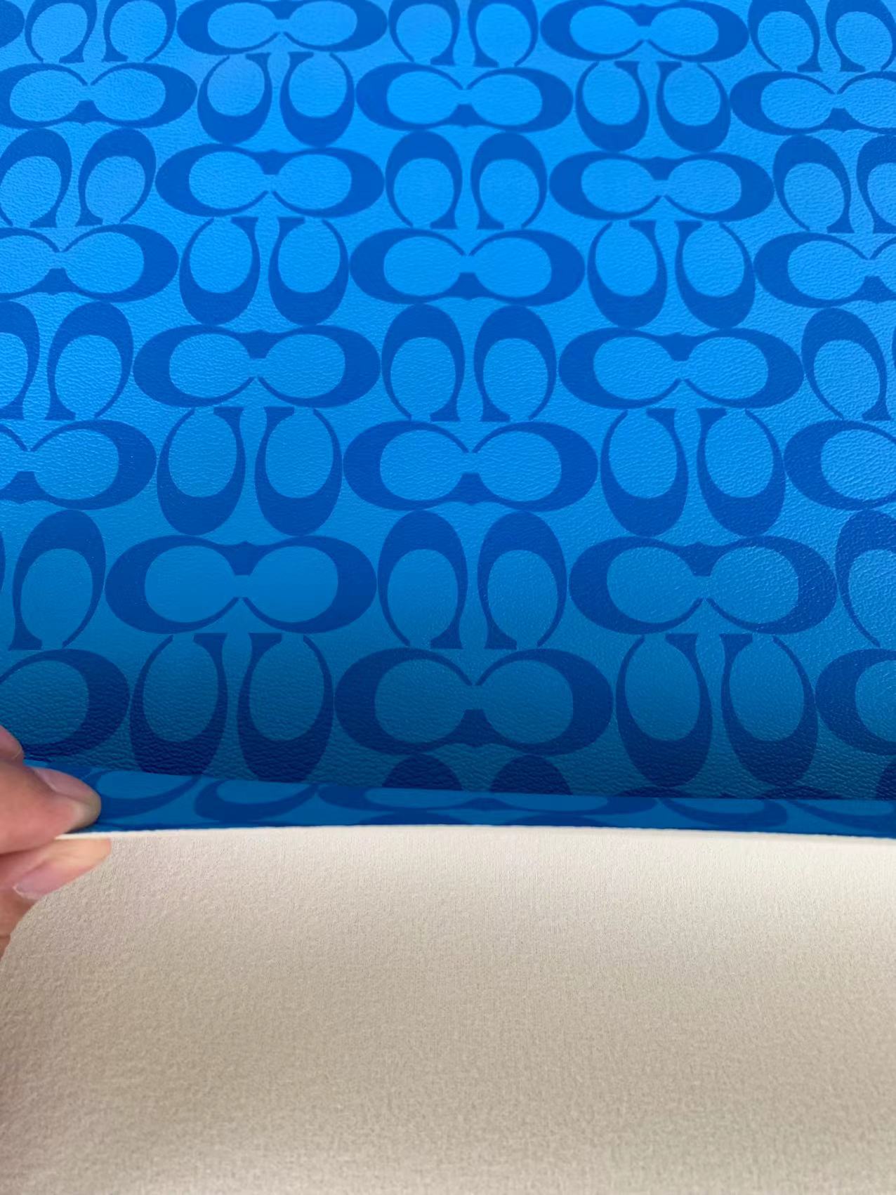 Classic Coach Leather Case Fabric, Handmade Bag Fabric, Hand-made Shoes Leather Fabric By Yard (Blue)