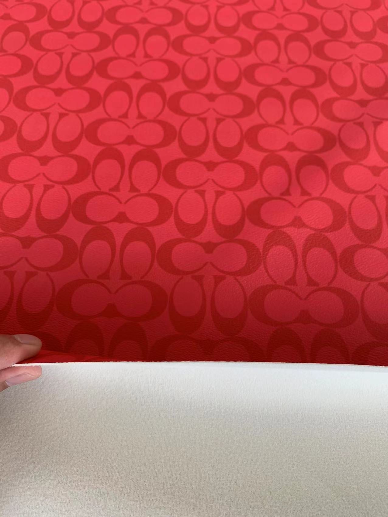 Classic Coach Leather Case Fabric, Handmade Bag Fabric, Hand-made Shoes Leather Fabric By Yard (Red)