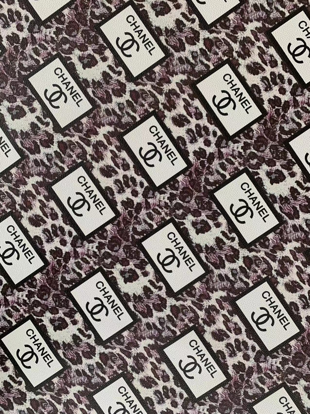 Fashion Chanel with LeoPard Vinyl Leather Fabric For Handmade Goods By Yards