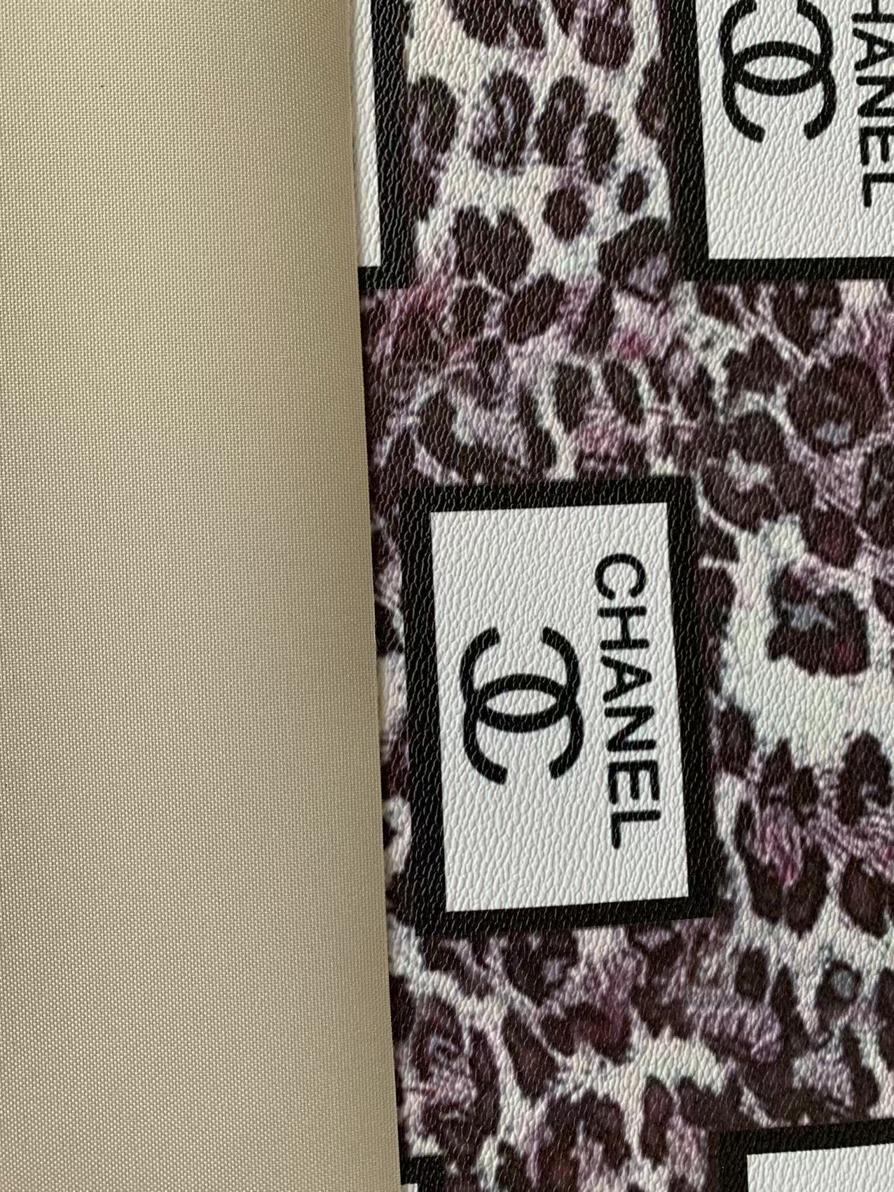 Fashion Chanel with LeoPard Vinyl Leather Fabric For Handmade Goods By Yards