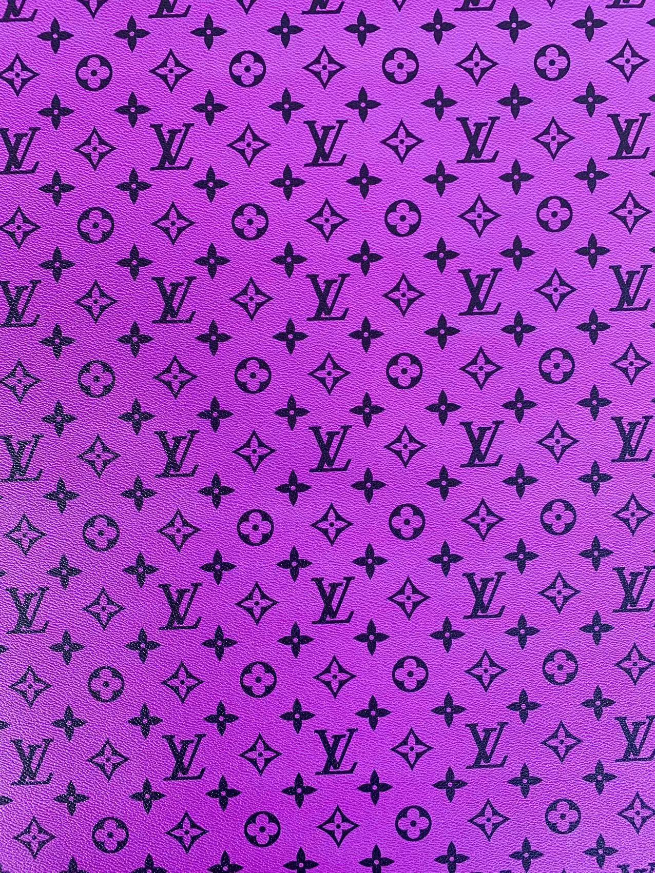 Classic LV Vinyl crafting leather fabric Bag leather ,shoes leather ,Handicraft leather ( Purple)