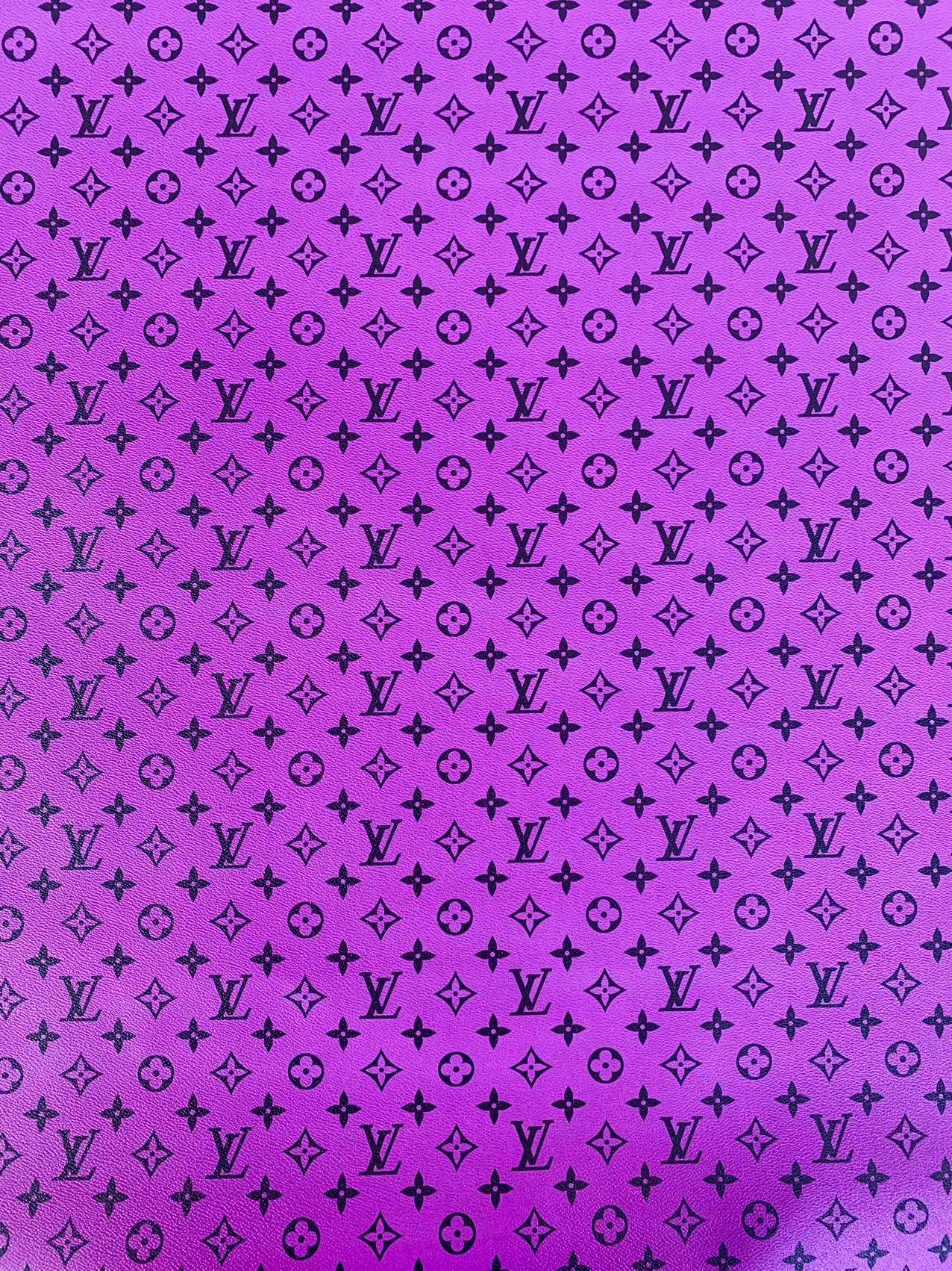 Classic LV Vinyl crafting leather fabric Bag leather ,shoes leather ,Handicraft leather ( Purple)