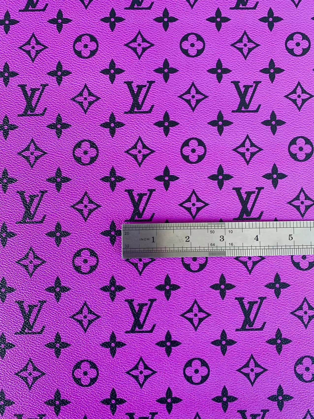 Classic LV Vinyl crafting leather fabric Bag leather ,shoes leather ,Handicraft leather ( Purple)