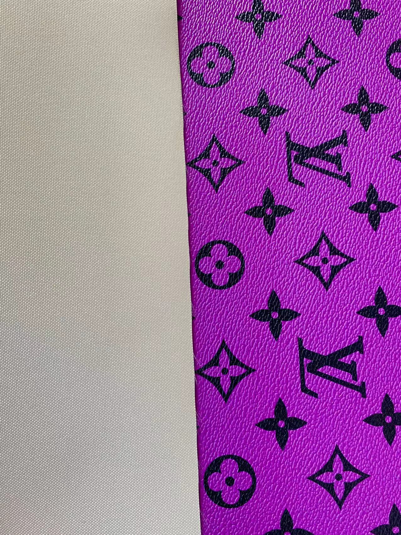 Classic LV Vinyl crafting leather fabric Bag leather ,shoes leather ,Handicraft leather ( Purple)