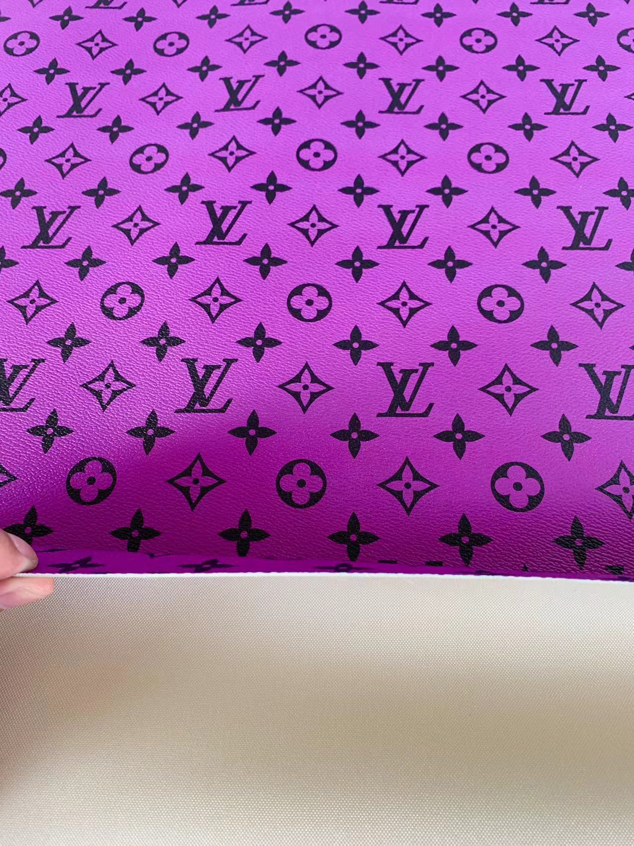 Classic LV Vinyl crafting leather fabric Bag leather ,shoes leather ,Handicraft leather ( Purple)