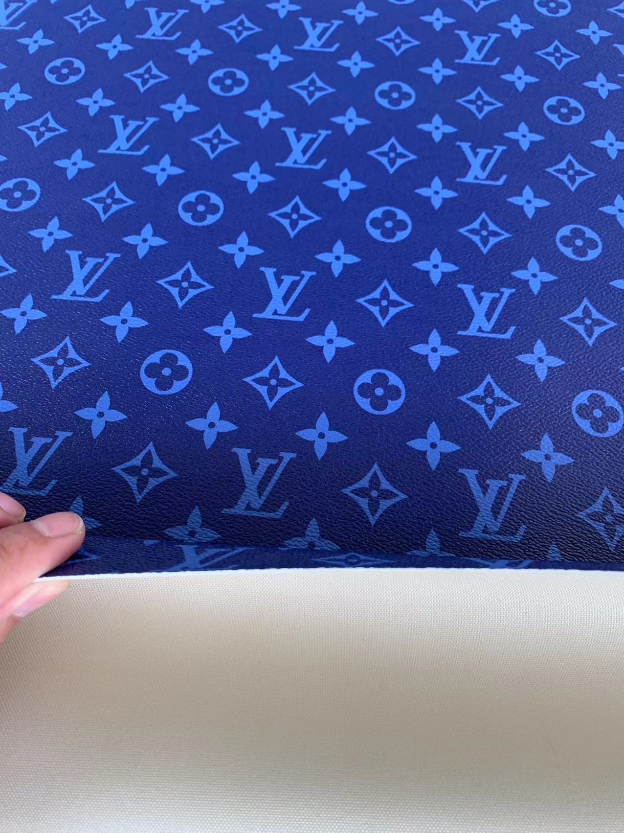 Classic LV Vinyl crafting leather fabric Bag leather ,shoes leather ,Handicraft leather ( Dark Blue)