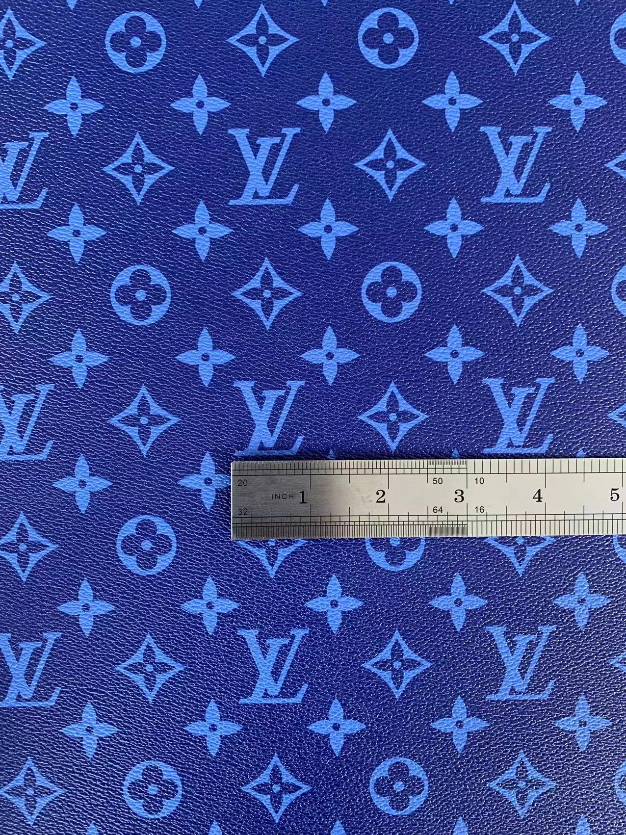 Classic LV Vinyl crafting leather fabric Bag leather ,shoes leather ,Handicraft leather ( Dark Blue)