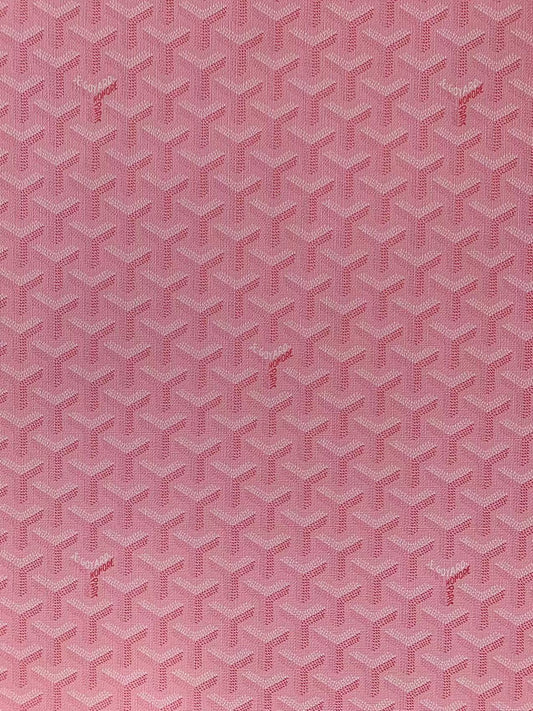 Classic Goyard Leather Fabric , Handmade Shoes Leather, Hand-made Bags Fabric,Handicraft Leather Fabric By Yard (Pink)
