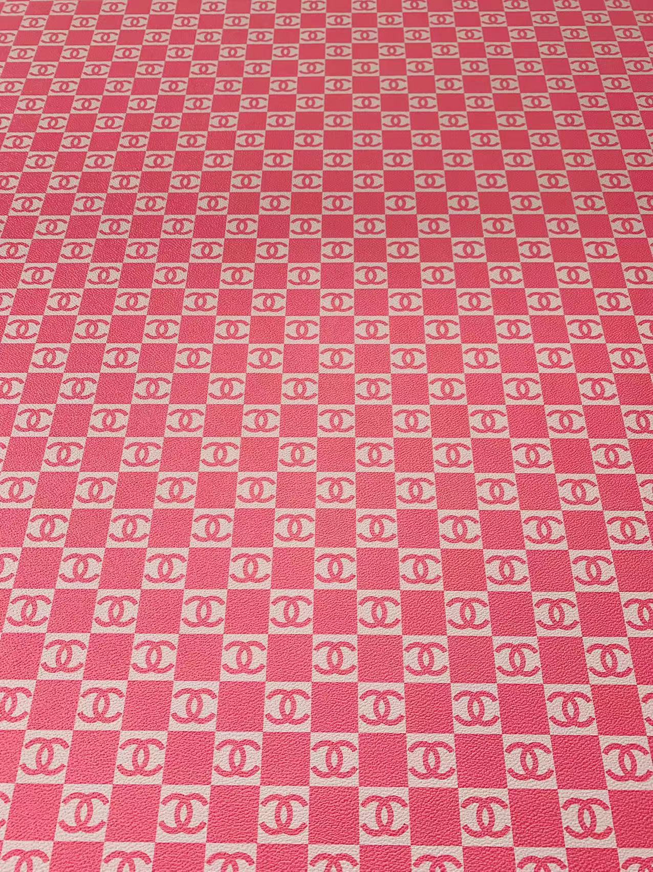 Fashion 1 inch Size Pink Chanel Design Leather Fabric For Handmade Handicraft Goods By Yards