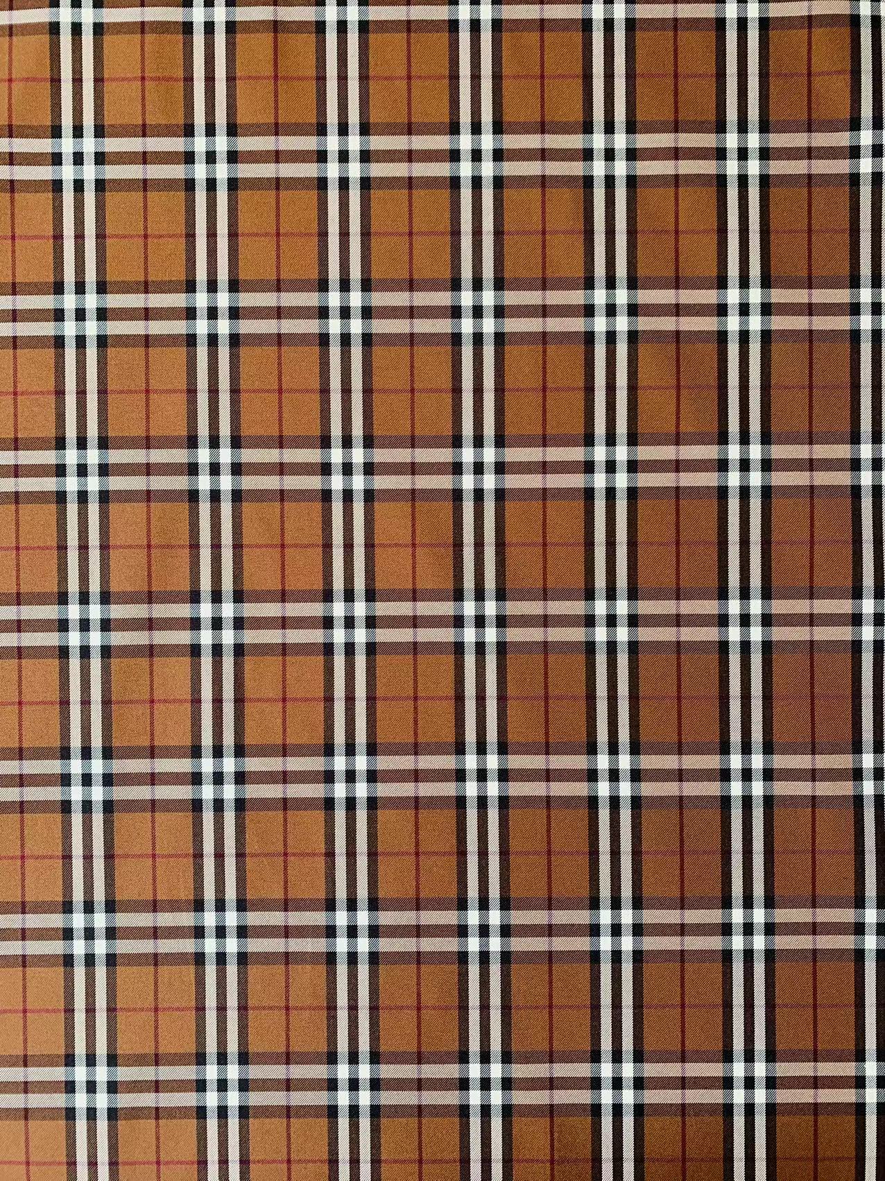 Tianchao Dark Tan Burberry 50% cotton and 50% polyester Yarn Dyed Jacquard Cloth Fabric ,Comfortable clothing Handmade Handicraft Fabric By Yard