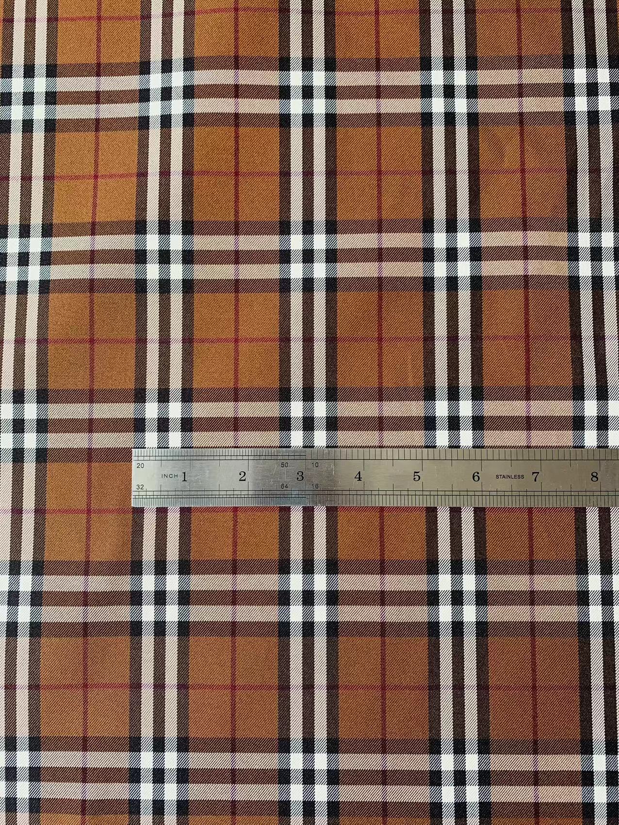 Tianchao Dark Tan Burberry 50% cotton and 50% polyester Yarn Dyed Jacquard Cloth Fabric ,Comfortable clothing Handmade Handicraft Fabric By Yard