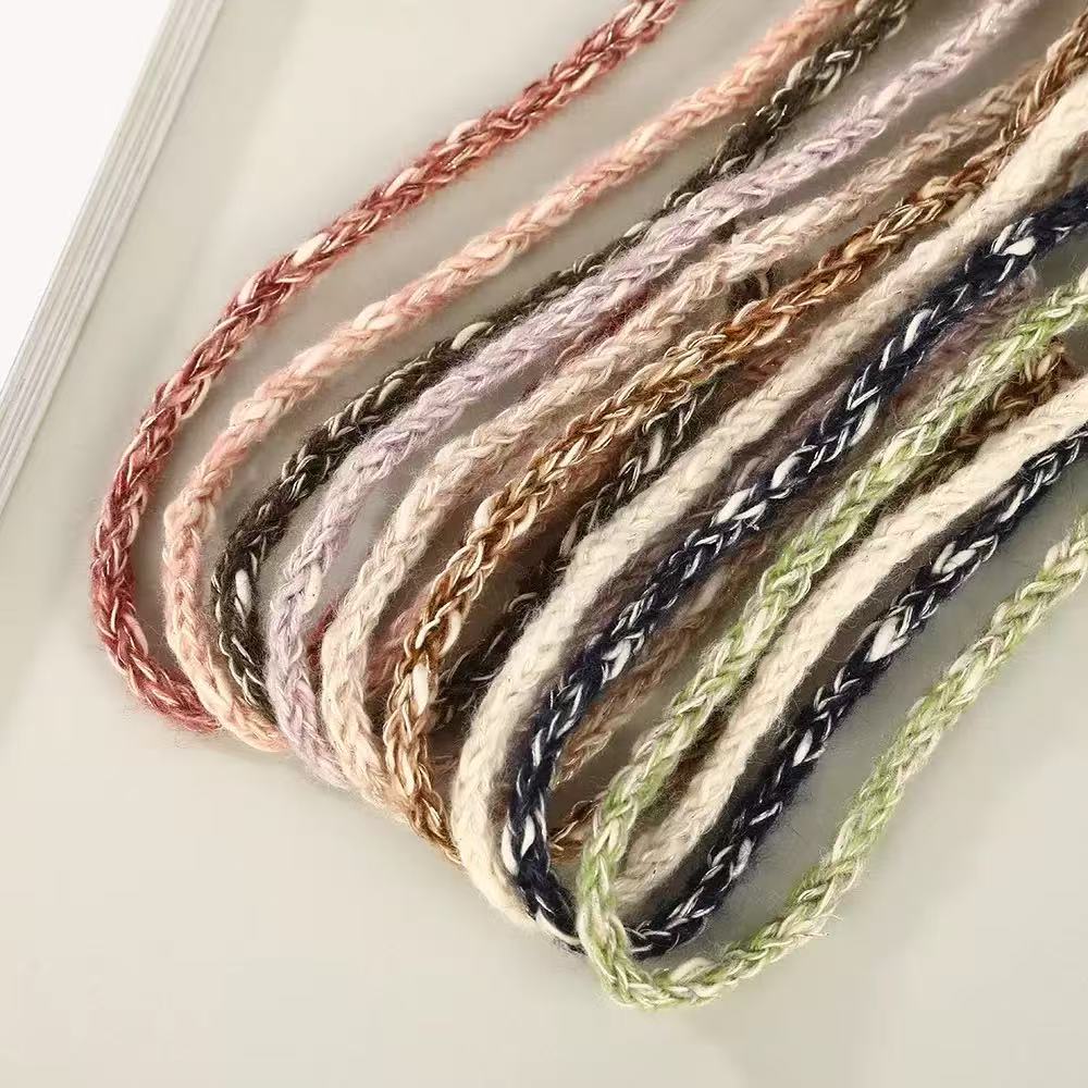 Craft 8MM Wool with Polyester Blended Yarn For Handmade DIY Sewing ,Shoelace Goods By Yard