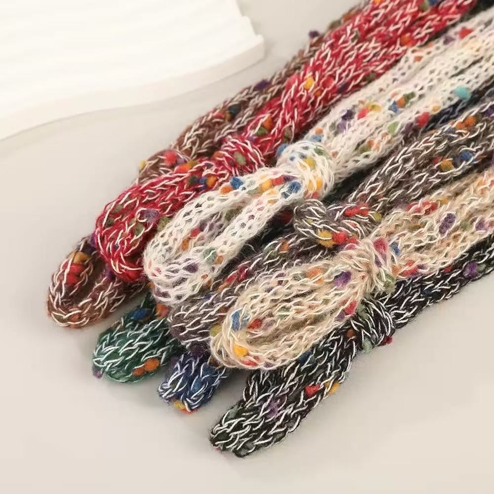 Craft 8MM Wool with Polyester Colorful Blended Yarn For Handmade DIY Sewing ,Shoelace Goods By Yard