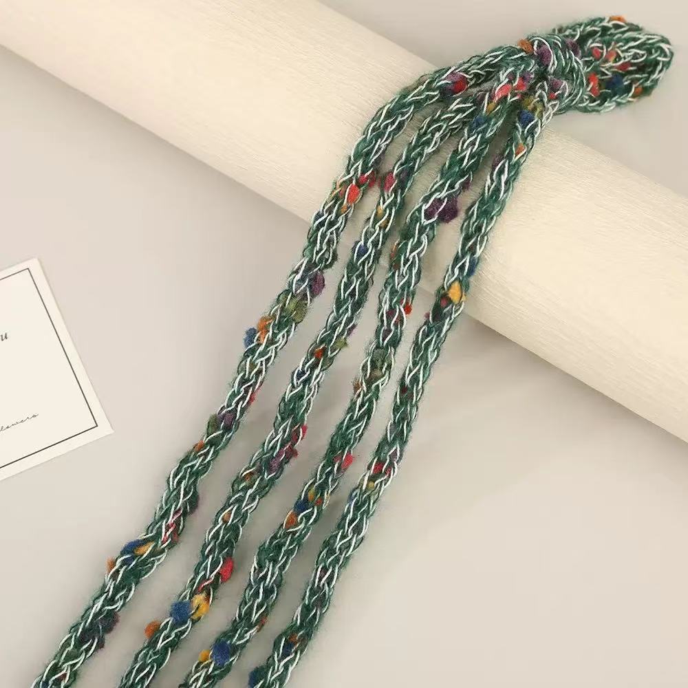 Craft 8MM Wool with Polyester Colorful Blended Yarn For Handmade DIY Sewing ,Shoelace Goods By Yard