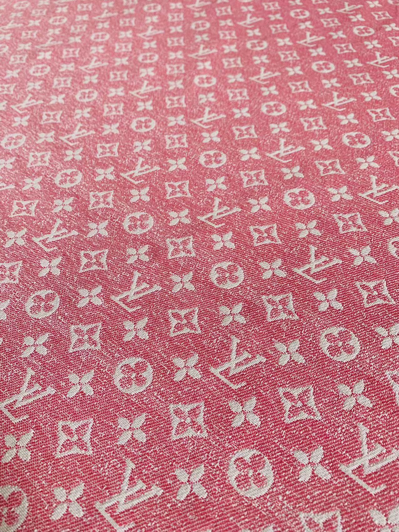 Tianchao Pink LV Denim Woven Jacquard fabric ,Jean Fabric For Handmade Goods By Yard