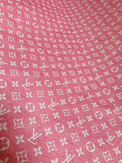 Tianchao Pink LV Denim Woven Jacquard fabric ,Jean Fabric For Handmade Goods By Yard