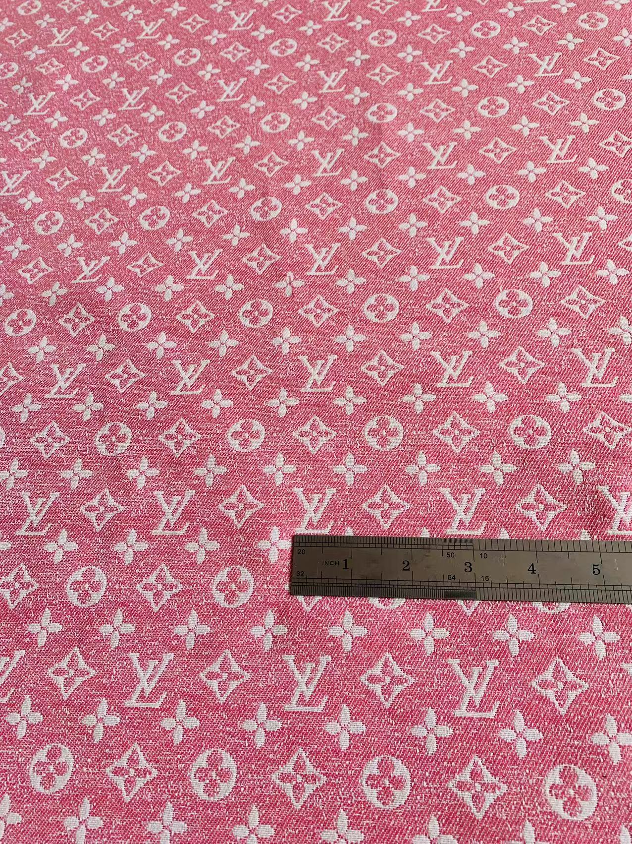 Tianchao Pink LV Denim Woven Jacquard fabric ,Jean Fabric For Handmade Goods By Yard